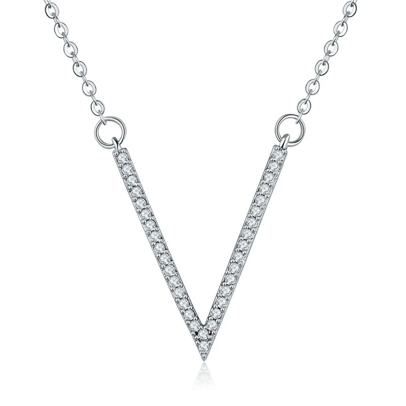 Wholesale Jewelry Necklace Light Luxury Environmental Protection Copper Microinlaid Zircon Clavicle Chain With Letters Pattern Electroplating - Image 8