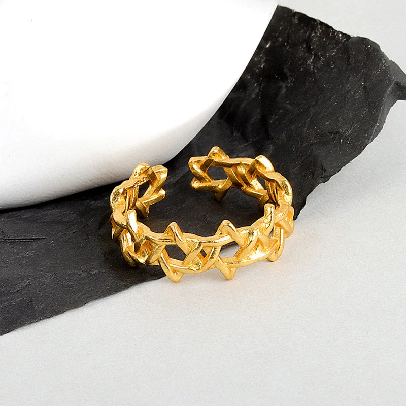 Wholesale Jewelry Niche Geometric Copper Open Ring For Women With Electroplating