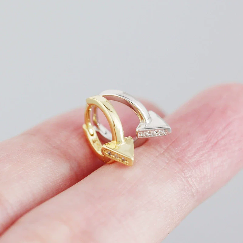 Wholesale Jewelry Punk Style Geometric Triangle S925 Sterling Silver Electroplated Ear Ring Ear Buckle Ear Stud - Image 2