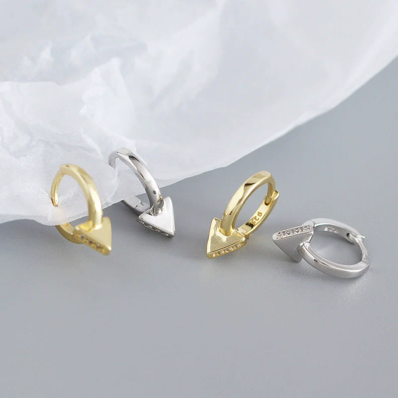 Wholesale Jewelry Punk Style Geometric Triangle S925 Sterling Silver Electroplated Ear Ring Ear Buckle Ear Stud - Image 3