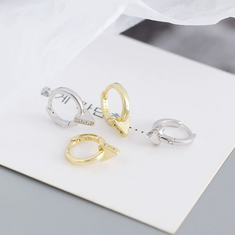 Wholesale Jewelry Punk Style Geometric Triangle S925 Sterling Silver Electroplated Ear Ring Ear Buckle Ear Stud - Image 4