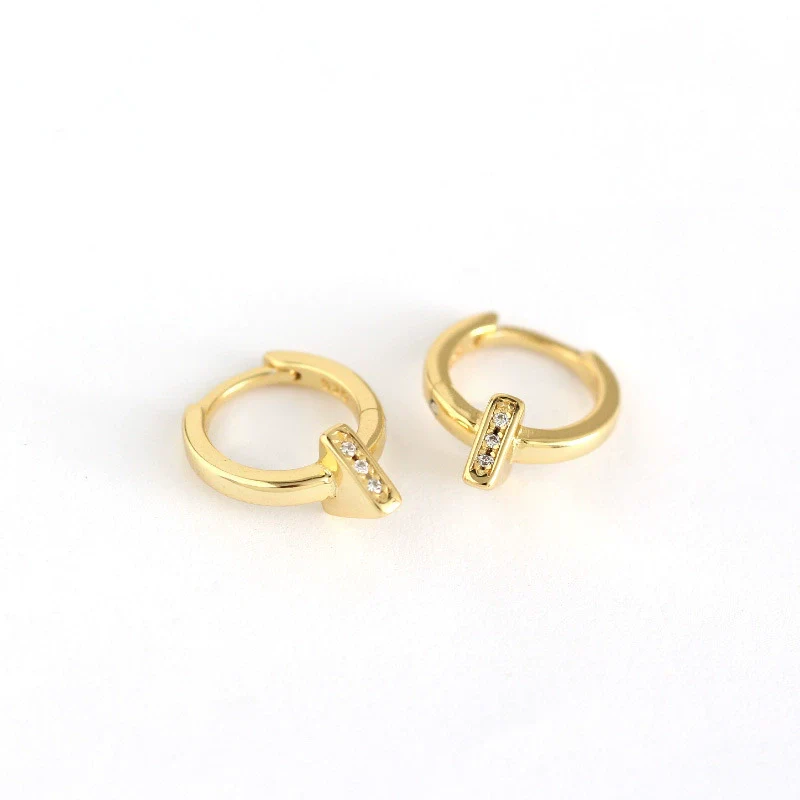 Wholesale Jewelry Punk Style Geometric Triangle S925 Sterling Silver Electroplated Ear Ring Ear Buckle Ear Stud - Image 5