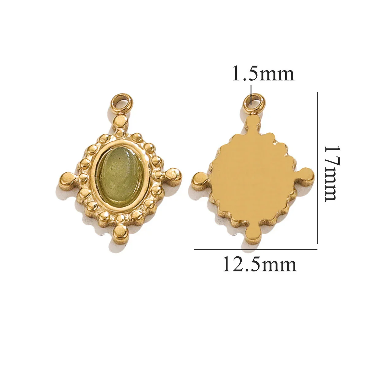 Wholesale Jewelry Retro Bohemian Style Oval Stainless Steel Inlay Earrings Necklace Pendant - Image 6