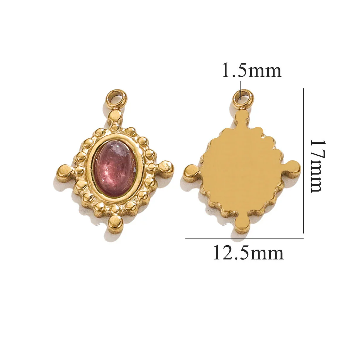 Wholesale Jewelry Retro Bohemian Style Oval Stainless Steel Inlay Earrings Necklace Pendant - Image 7