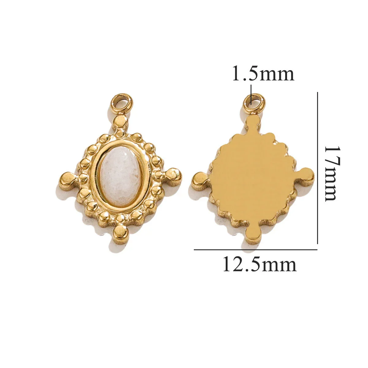 Wholesale Jewelry Retro Bohemian Style Oval Stainless Steel Inlay Earrings Necklace Pendant - Image 9