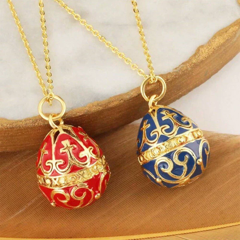 Wholesale Jewelry Retro Elegant Copper Water Drop Egg Pendant Necklace With Electroplating Oil Dripping