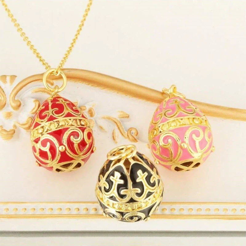 Wholesale Jewelry Retro Elegant Copper Water Drop Egg Pendant Necklace With Electroplating Oil Dripping - Image 3