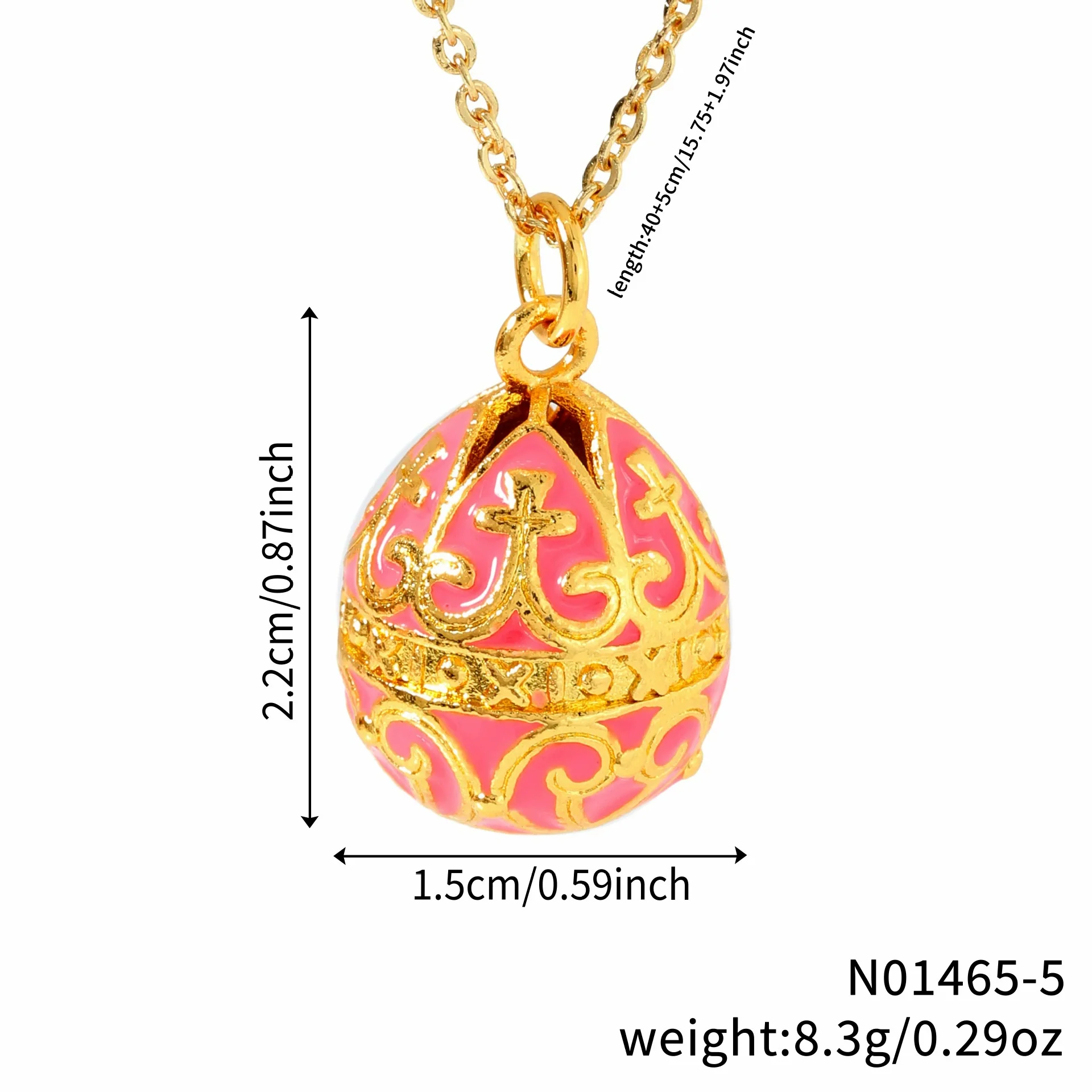 Wholesale Jewelry Retro Elegant Copper Water Drop Egg Pendant Necklace With Electroplating Oil Dripping - Image 9