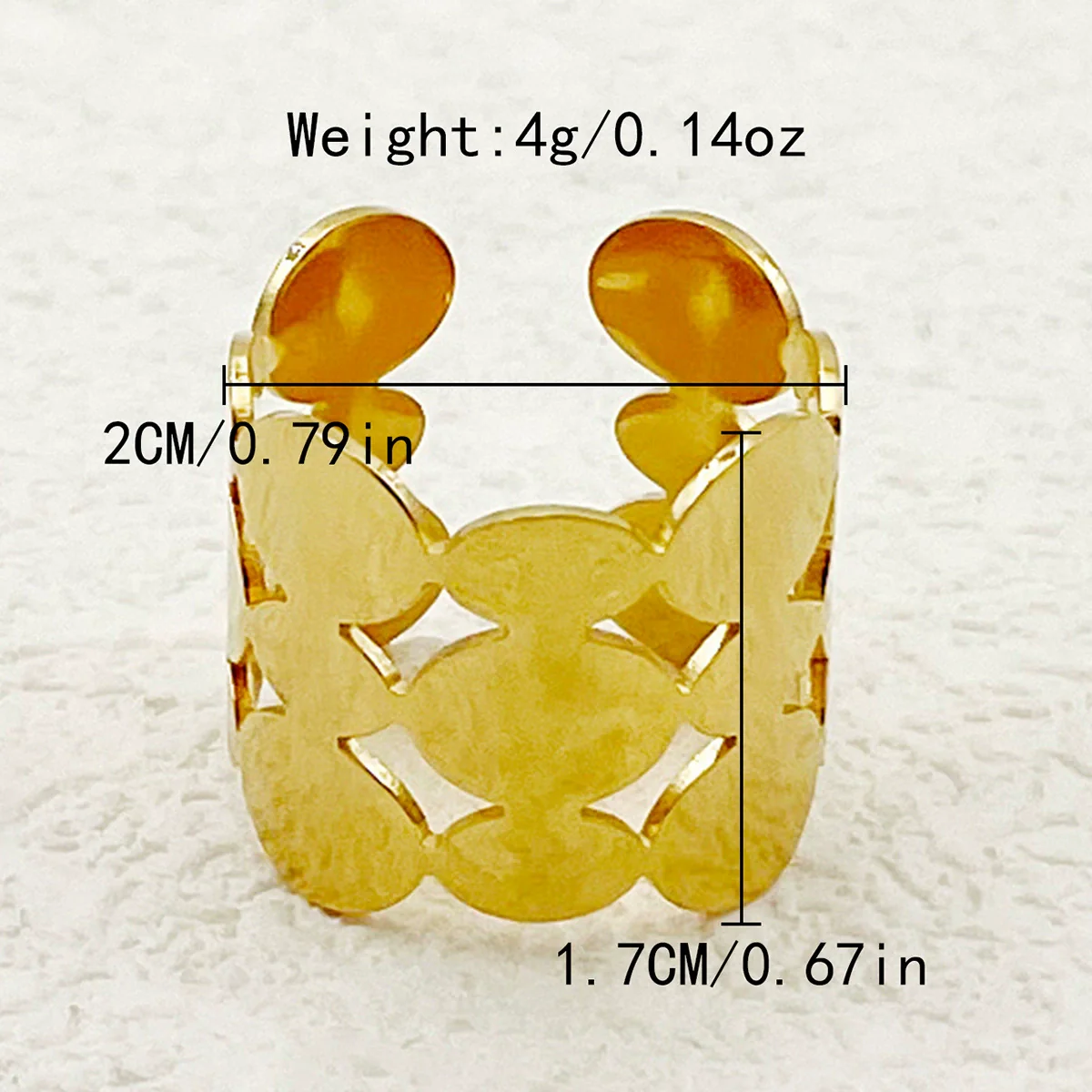 Wholesale Jewelry Retro Elegant Hollow Geometric Round Goldplated Stainless Steel Ring - Image 5