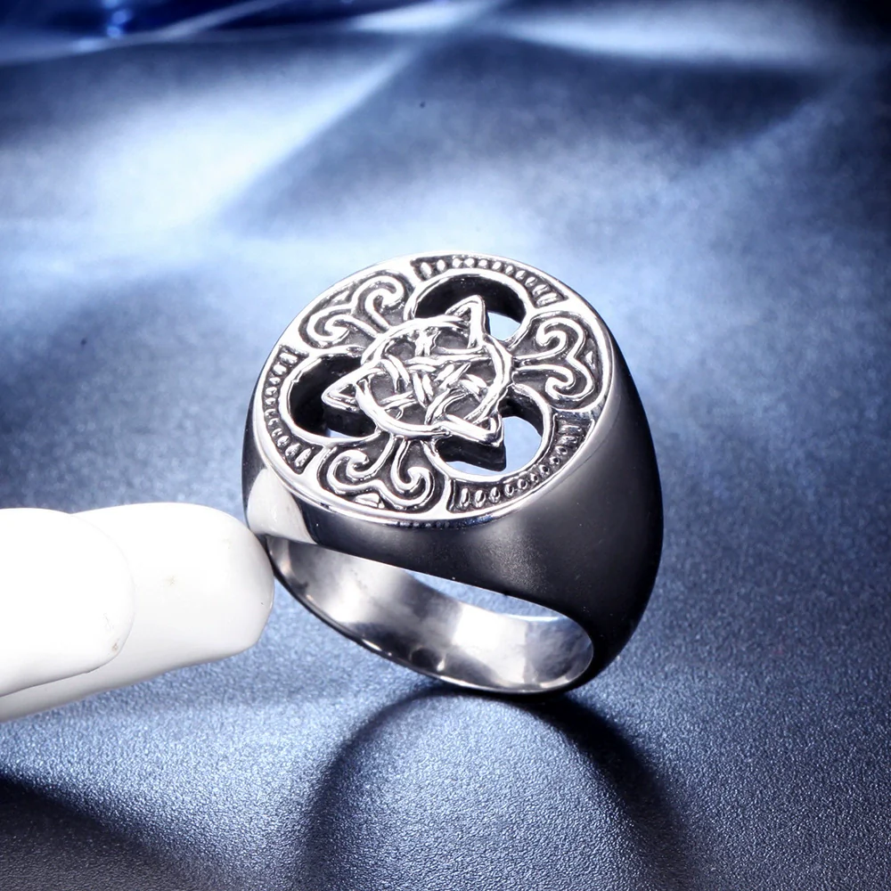Wholesale Jewelry Retro Fashion Geometric Handmade Titanium Steel Men's Ring - Image 4