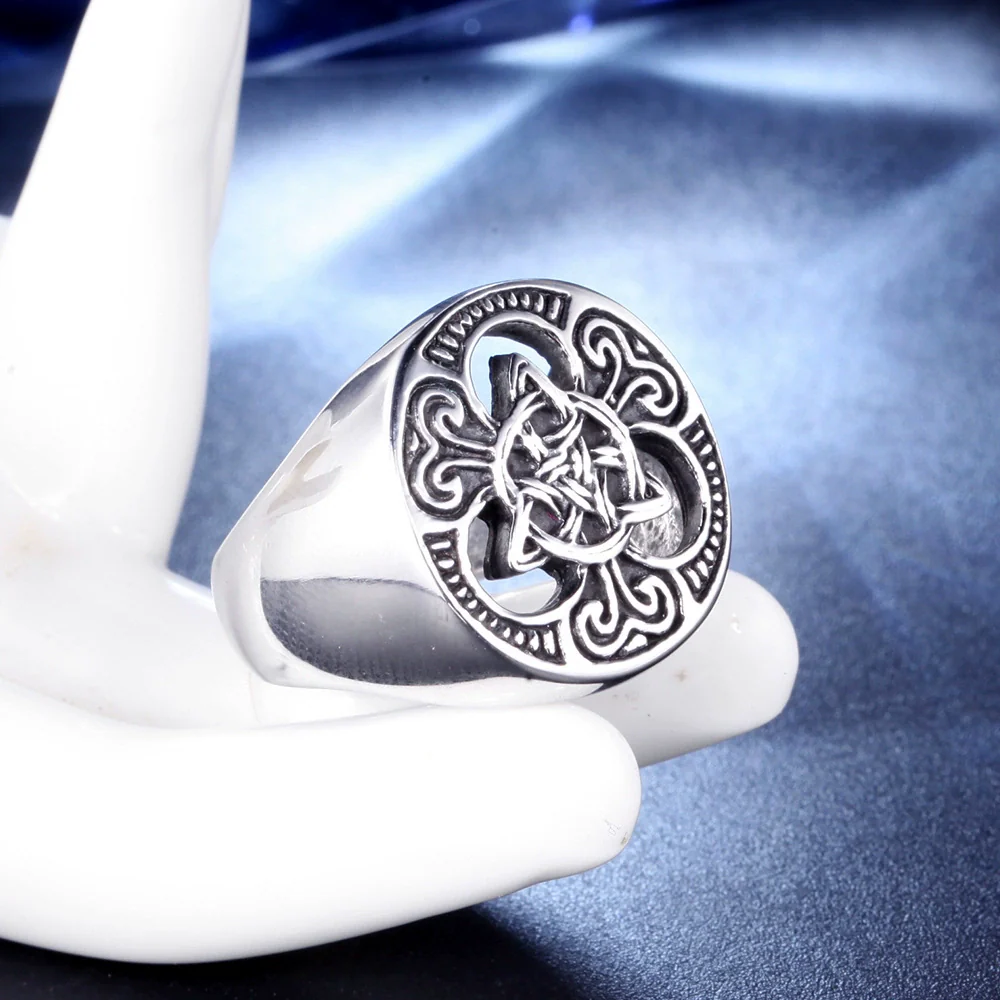 Wholesale Jewelry Retro Fashion Geometric Handmade Titanium Steel Men's Ring - Image 5