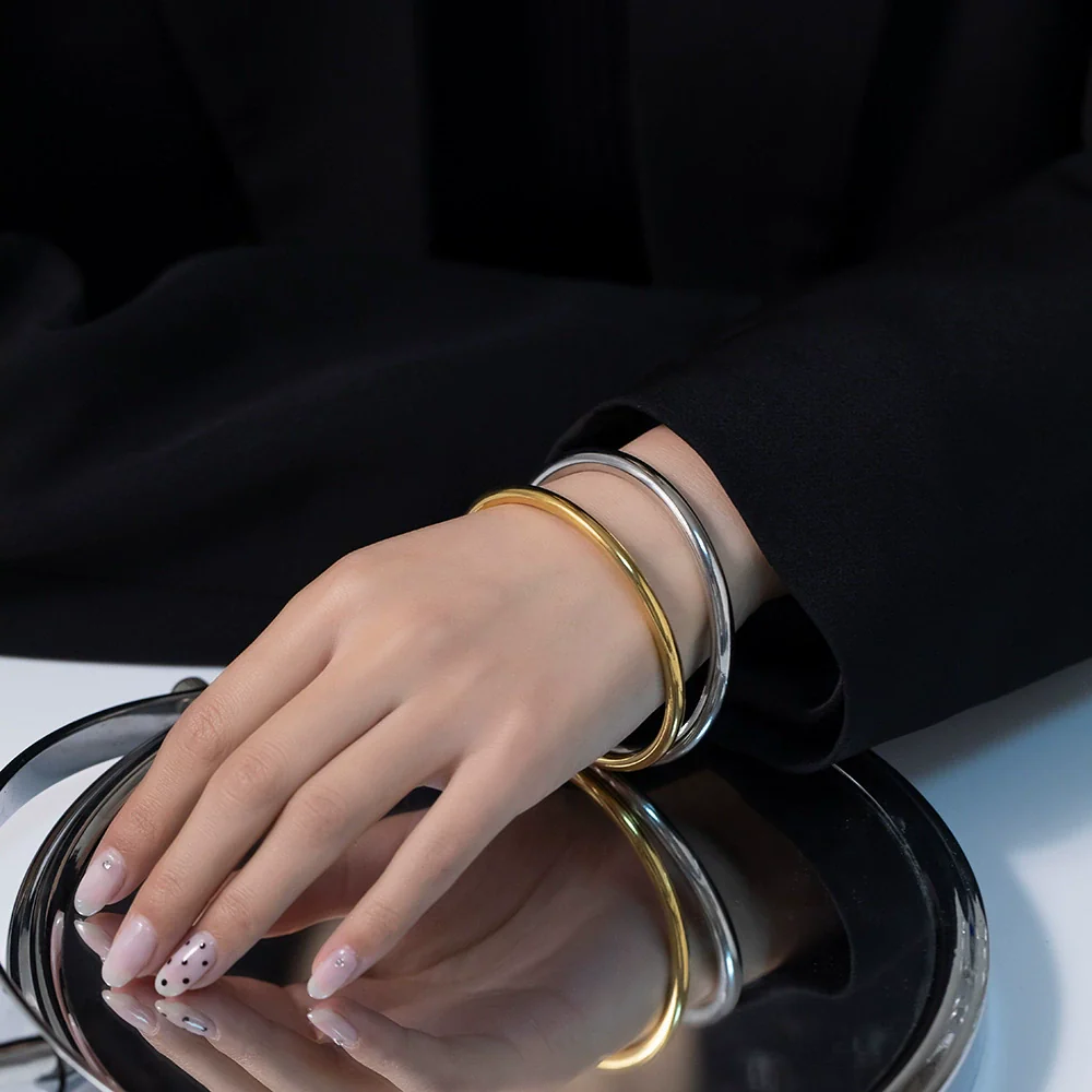 Wholesale Jewelry Retro Geometric Stainless Steel Electroplated Ring And Bracelet - Image 4