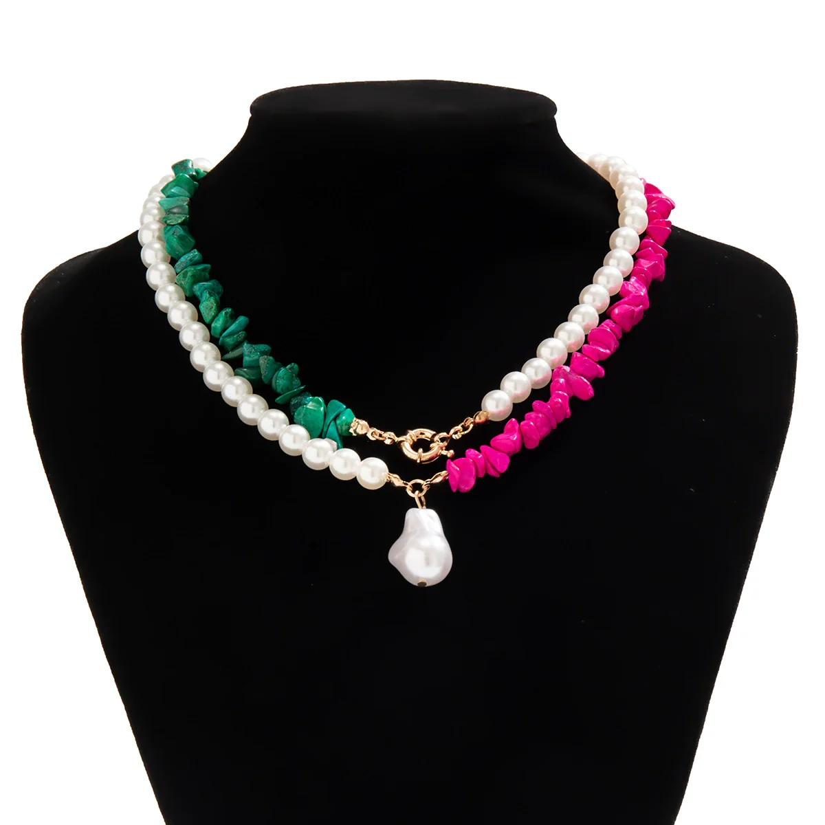 Wholesale Jewelry Retro Imitation Pearl Geometric Pattern Handmade Necklace - Image 5