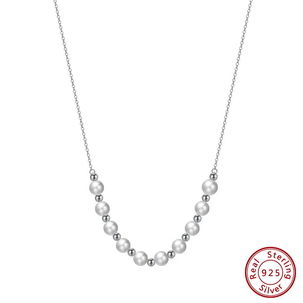 Wholesale Jewelry Retro Natural Style Geometric S925 Sterling Silver Freshwater Pearl Pendant Necklace With Electroplating - Image 5