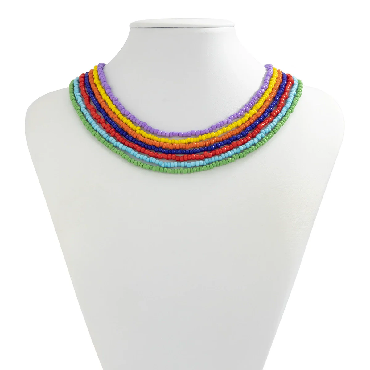 Wholesale Jewelry Retro Personality Geometric Rice Beads Woven Necklace Set With Electroplating For Women - Image 3