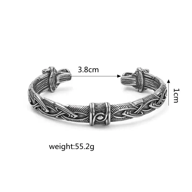 Wholesale Jewelry Retro Pirate Style Double Wolf Head Cshaped Stainless Steel Polish Bracelet - Image 5