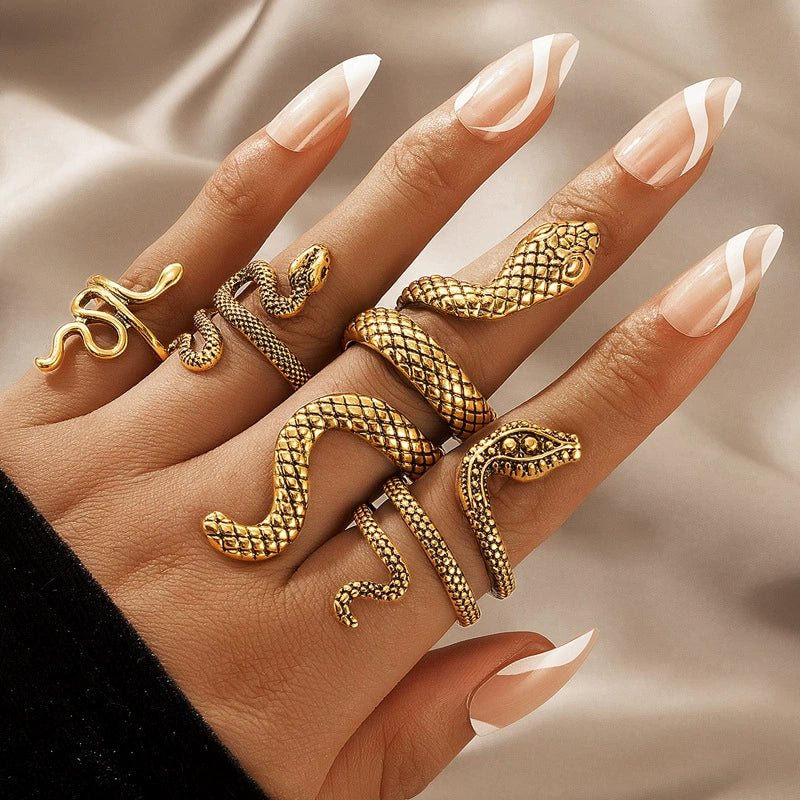 Wholesale Jewelry Retro Snake Animal Alloy Ring Electroplating Geometric Style Unisex - Image 12
