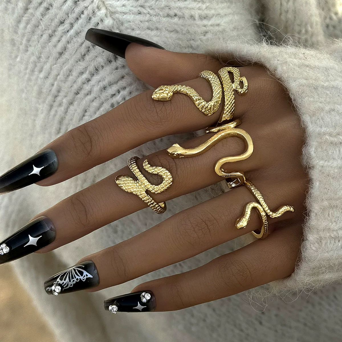 Wholesale Jewelry Retro Snake Animal Alloy Ring Electroplating Geometric Style Unisex - Image 2