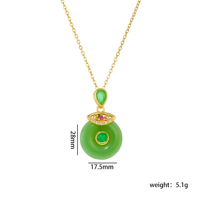 Wholesale Jewelry Retro Style Copper Electroplated Ochain Mixed Gem Inlay Safety Lock Clover Pendant Clavicle Chain For Women - Image 15