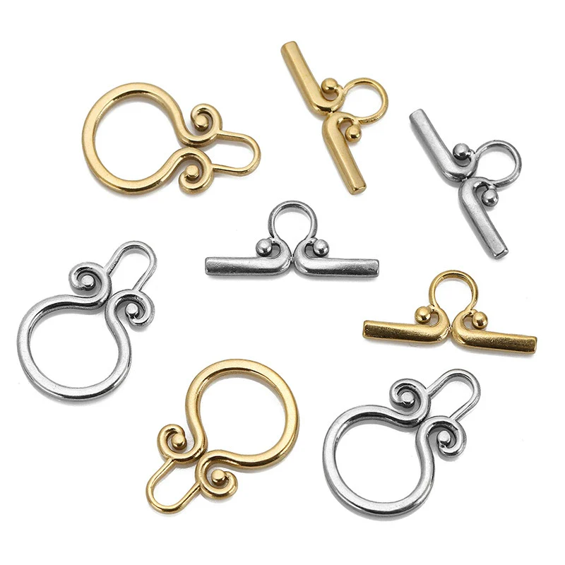 Wholesale Jewelry Retro Style Flower Pattern Stainless Steel Obuckle Necklace And Bracelet With Electroplating - Image 3