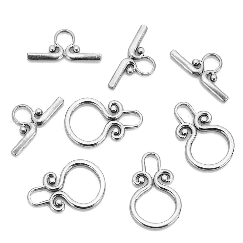 Wholesale Jewelry Retro Style Flower Pattern Stainless Steel Obuckle Necklace And Bracelet With Electroplating - Image 6