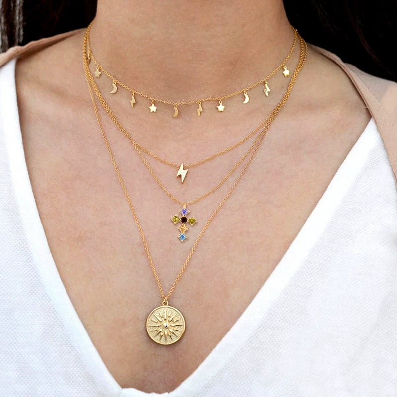Wholesale Jewelry Retro Style Geometric Copper Pendant S925 Sterling Silver Necklace With Snake Bone Chain And Electroplating Processing - Image 2