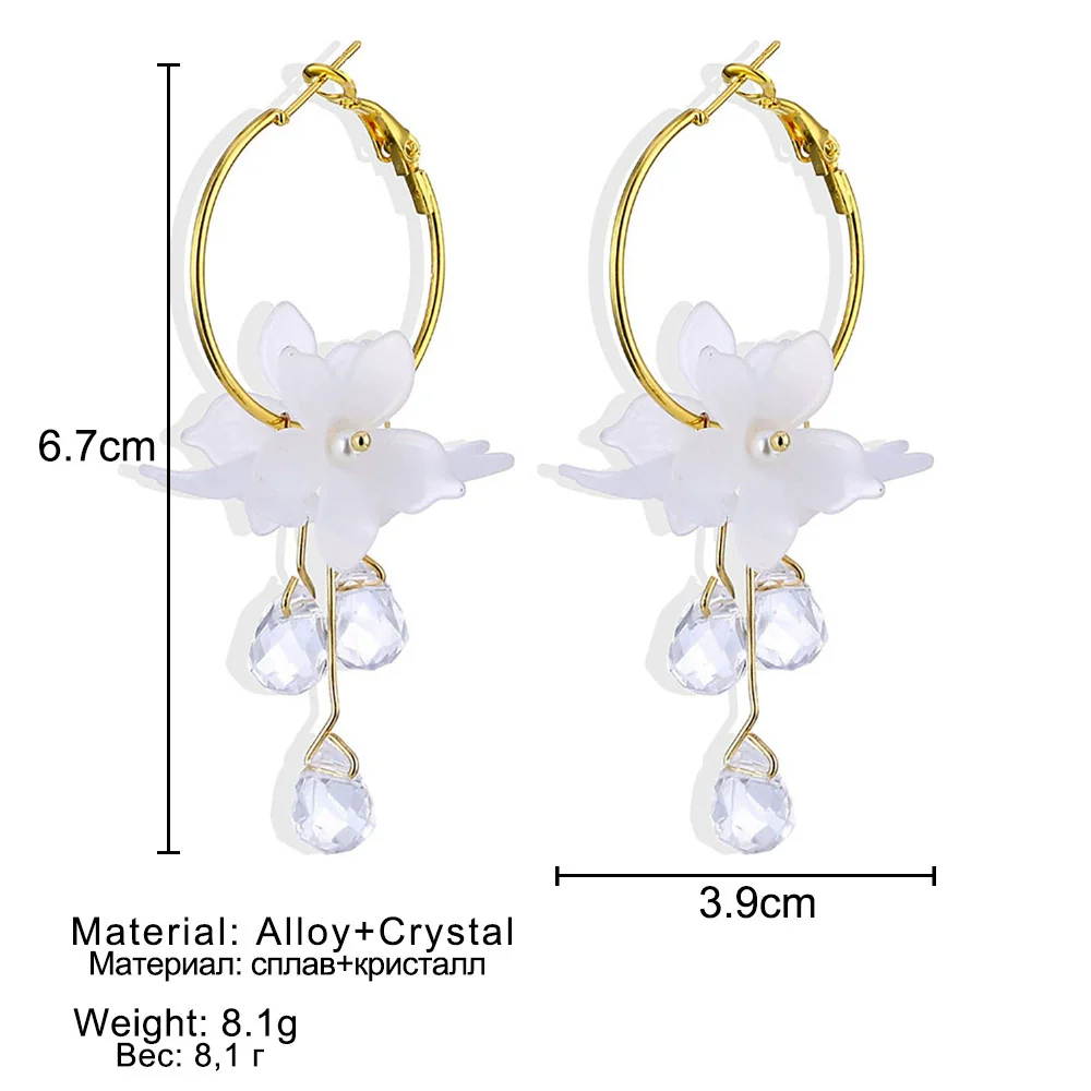 Wholesale Jewelry Retro Style Geometric Plastic And Resin Earrings Inlaid With Crystal Flowers - Image 2
