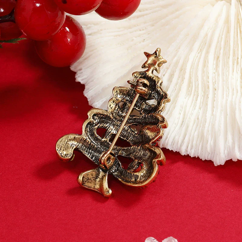 Wholesale Jewelry Retro Style Geometric Rhinestone Christmas Brooch - Image 4
