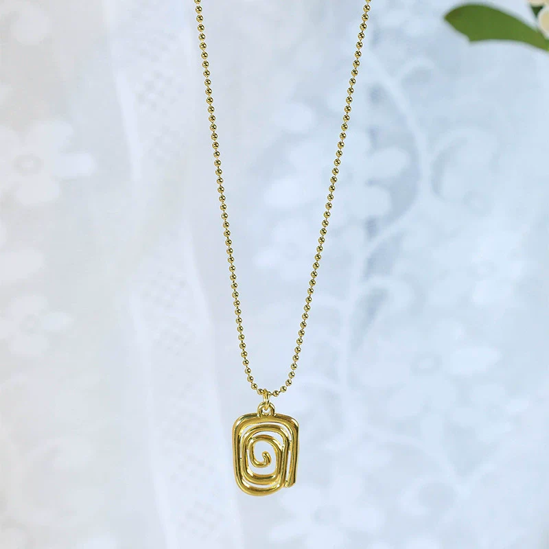 Wholesale Jewelry Retro Style Geometric Stainless Steel Electroplated Pendant Necklace - Image 2