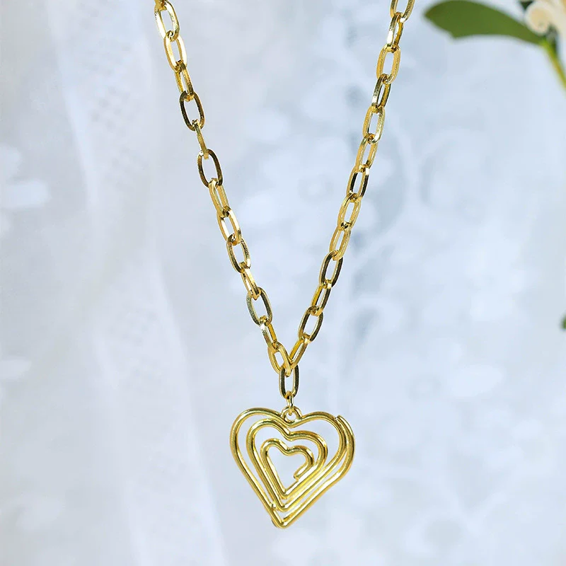 Wholesale Jewelry Retro Style Geometric Stainless Steel Electroplated Pendant Necklace - Image 3