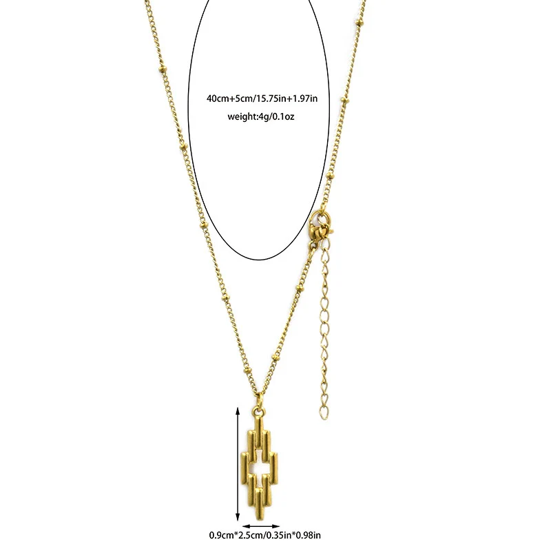 Wholesale Jewelry Retro Style Geometric Stainless Steel Electroplated Pendant Necklace - Image 5