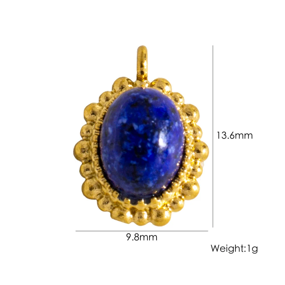 Wholesale Jewelry Retro Style Oval Natural Stone Inlaid Stainless Steel Electroplated Earrings Pendant - Image 11