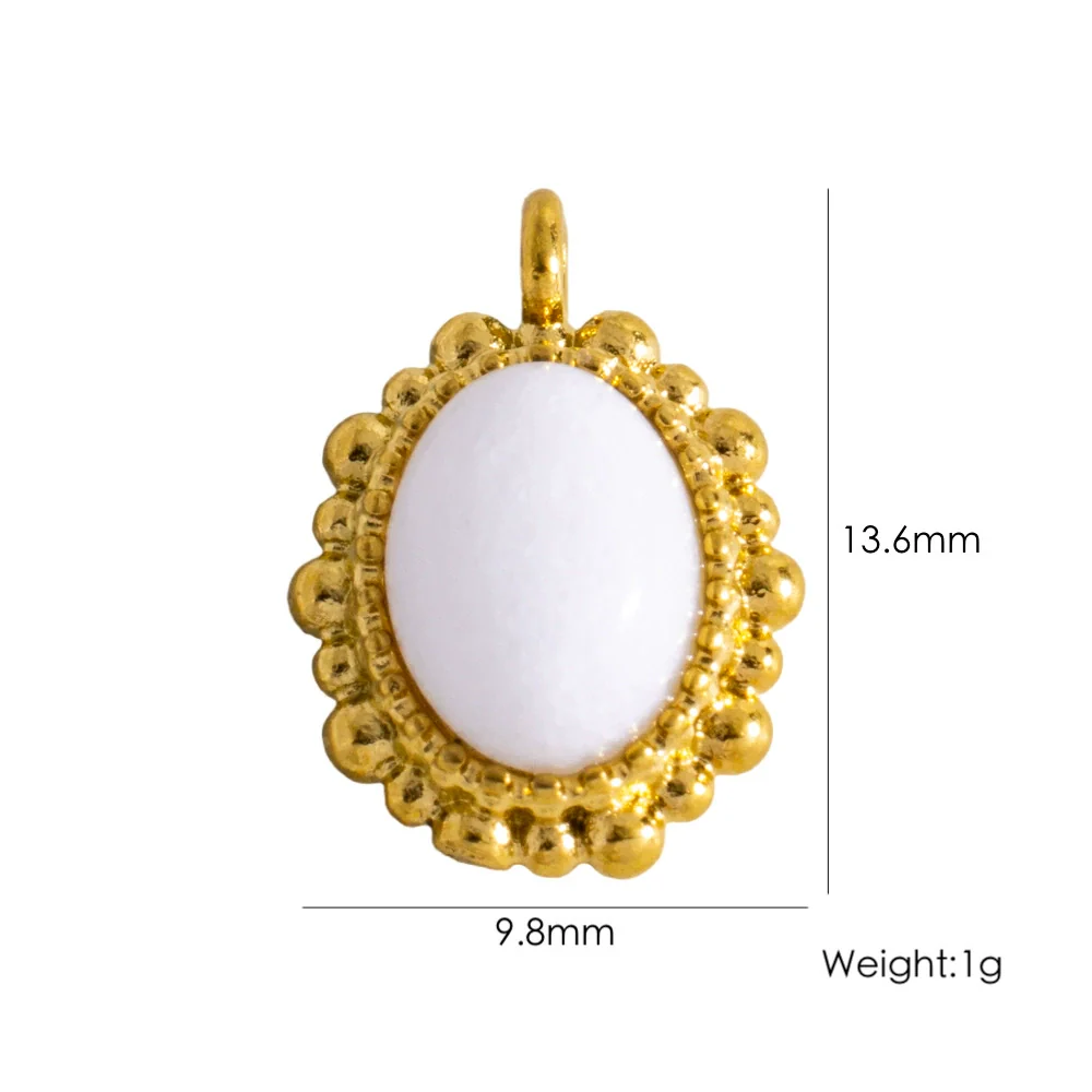 Wholesale Jewelry Retro Style Oval Natural Stone Inlaid Stainless Steel Electroplated Earrings Pendant - Image 12