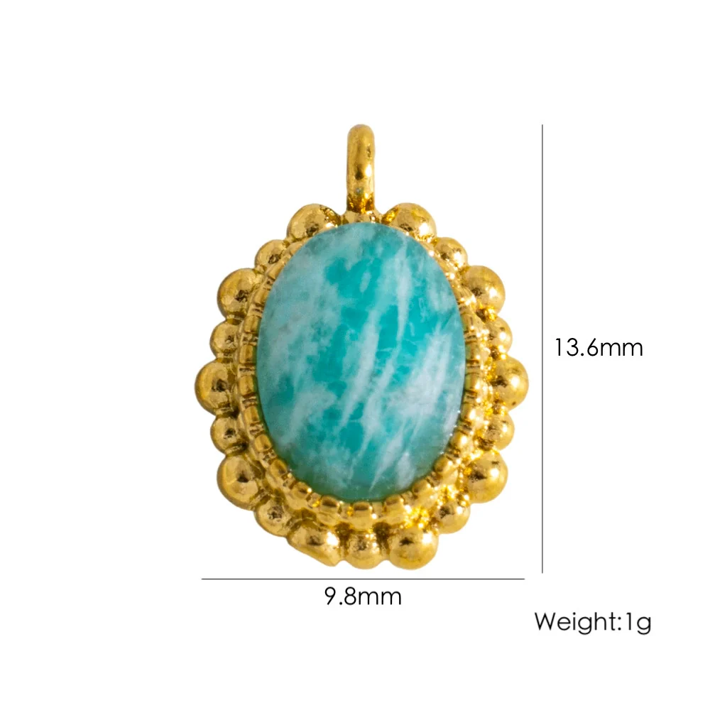 Wholesale Jewelry Retro Style Oval Natural Stone Inlaid Stainless Steel Electroplated Earrings Pendant - Image 13