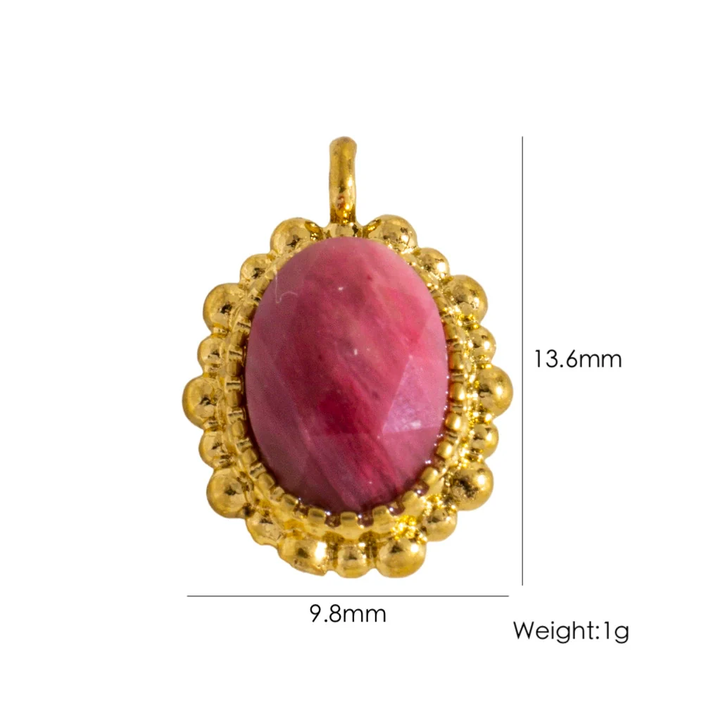 Wholesale Jewelry Retro Style Oval Natural Stone Inlaid Stainless Steel Electroplated Earrings Pendant - Image 14