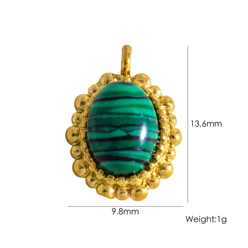 Wholesale Jewelry Retro Style Oval Natural Stone Inlaid Stainless Steel Electroplated Earrings Pendant - Image 6
