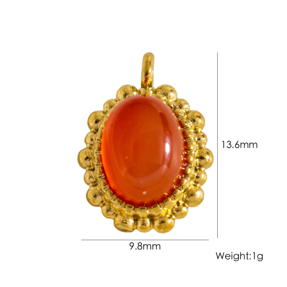 Wholesale Jewelry Retro Style Oval Natural Stone Inlaid Stainless Steel Electroplated Earrings Pendant - Image 7