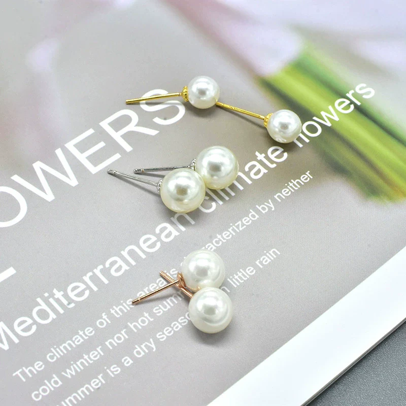 Wholesale Jewelry Retro Style Round 925 Silver And Pearl Earrings With Drop Shape And Electroplating