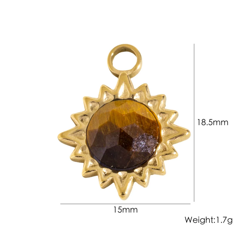 Wholesale Jewelry Retro Style Stainless Steel Tiger Eye Stone Inlay Pendant With Vacuum In Furnace Electroplating - Image 11