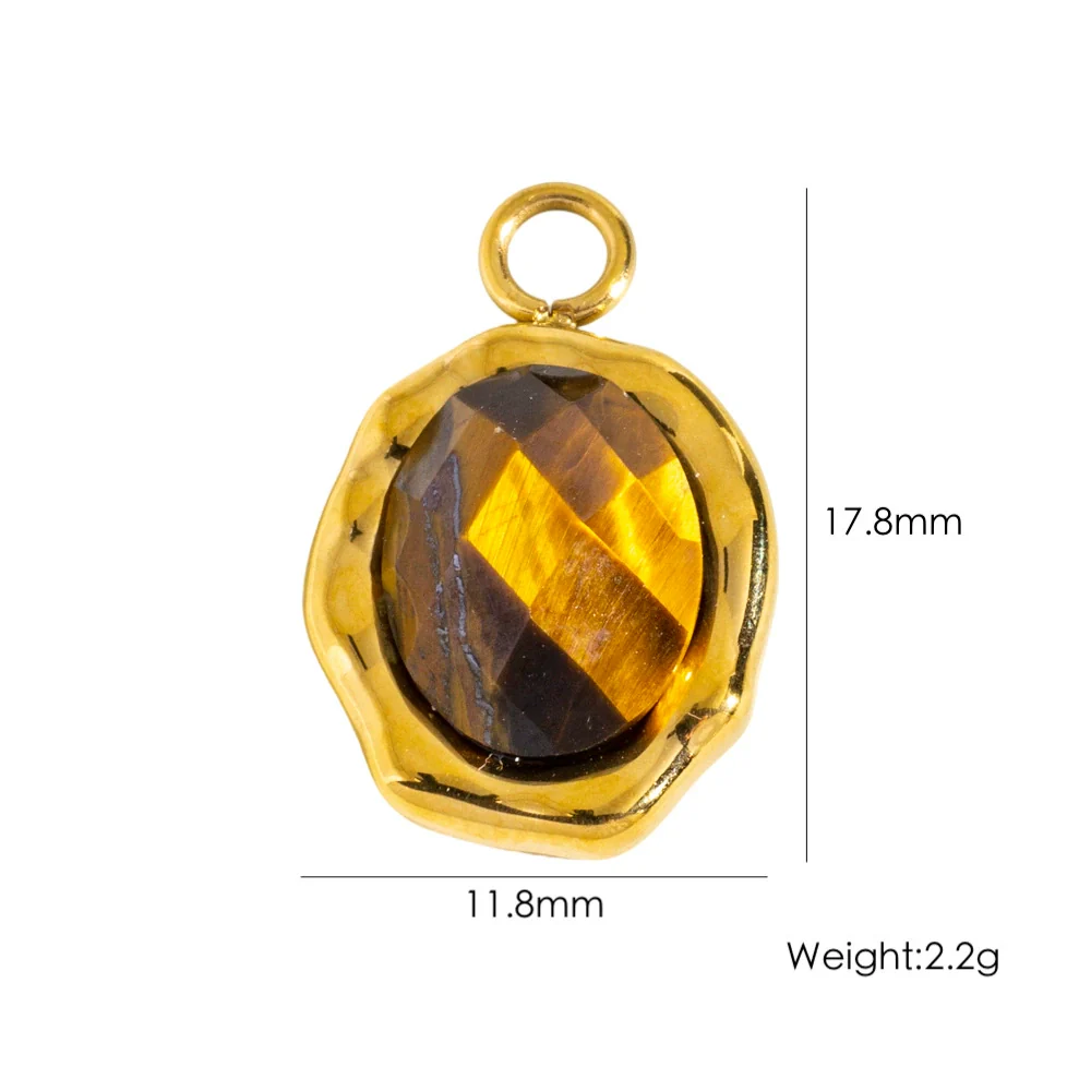 Wholesale Jewelry Retro Style Stainless Steel Tiger Eye Stone Inlay Pendant With Vacuum In Furnace Electroplating - Image 12