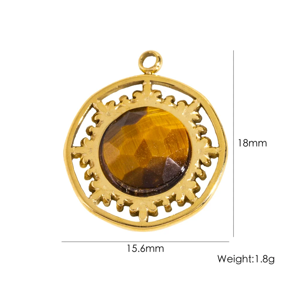 Wholesale Jewelry Retro Style Stainless Steel Tiger Eye Stone Inlay Pendant With Vacuum In Furnace Electroplating - Image 17