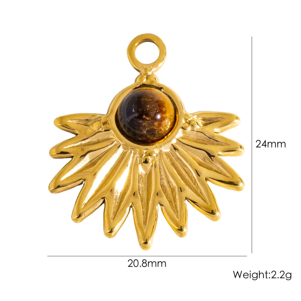 Wholesale Jewelry Retro Style Stainless Steel Tiger Eye Stone Inlay Pendant With Vacuum In Furnace Electroplating - Image 19