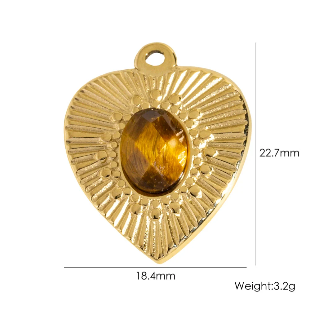 Wholesale Jewelry Retro Style Stainless Steel Tiger Eye Stone Inlay Pendant With Vacuum In Furnace Electroplating - Image 22
