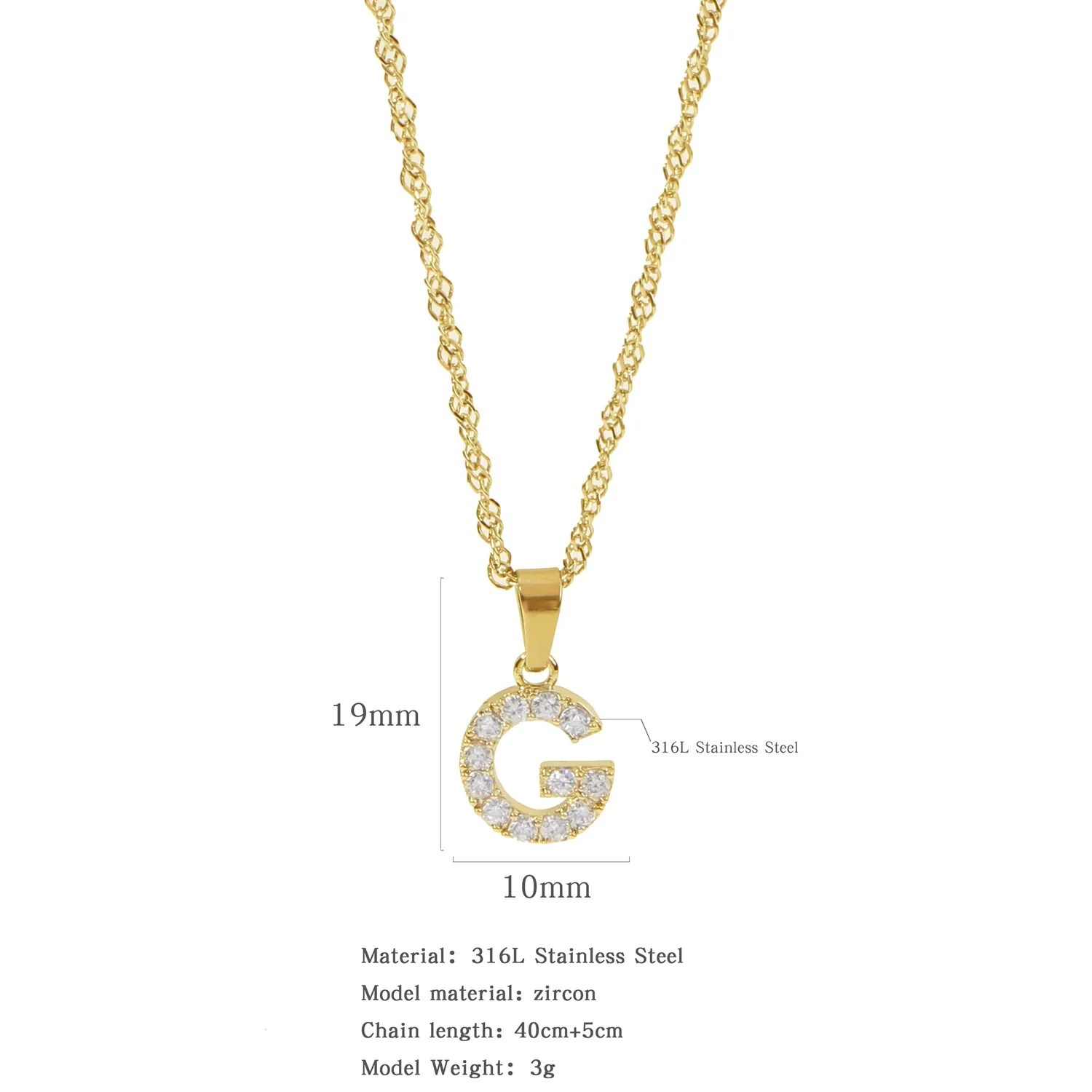 Wholesale Jewelry Retro Style Stainless Steel Water Wave Chain Pendant Necklace With English Letters And Constellation Pattern And Electroplating Design - Image 12