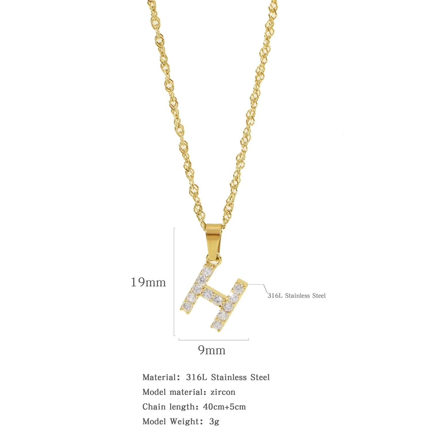 Wholesale Jewelry Retro Style Stainless Steel Water Wave Chain Pendant Necklace With English Letters And Constellation Pattern And Electroplating Design - Image 13