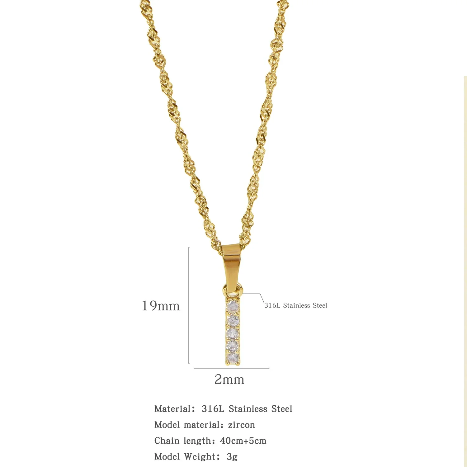 Wholesale Jewelry Retro Style Stainless Steel Water Wave Chain Pendant Necklace With English Letters And Constellation Pattern And Electroplating Design - Image 14