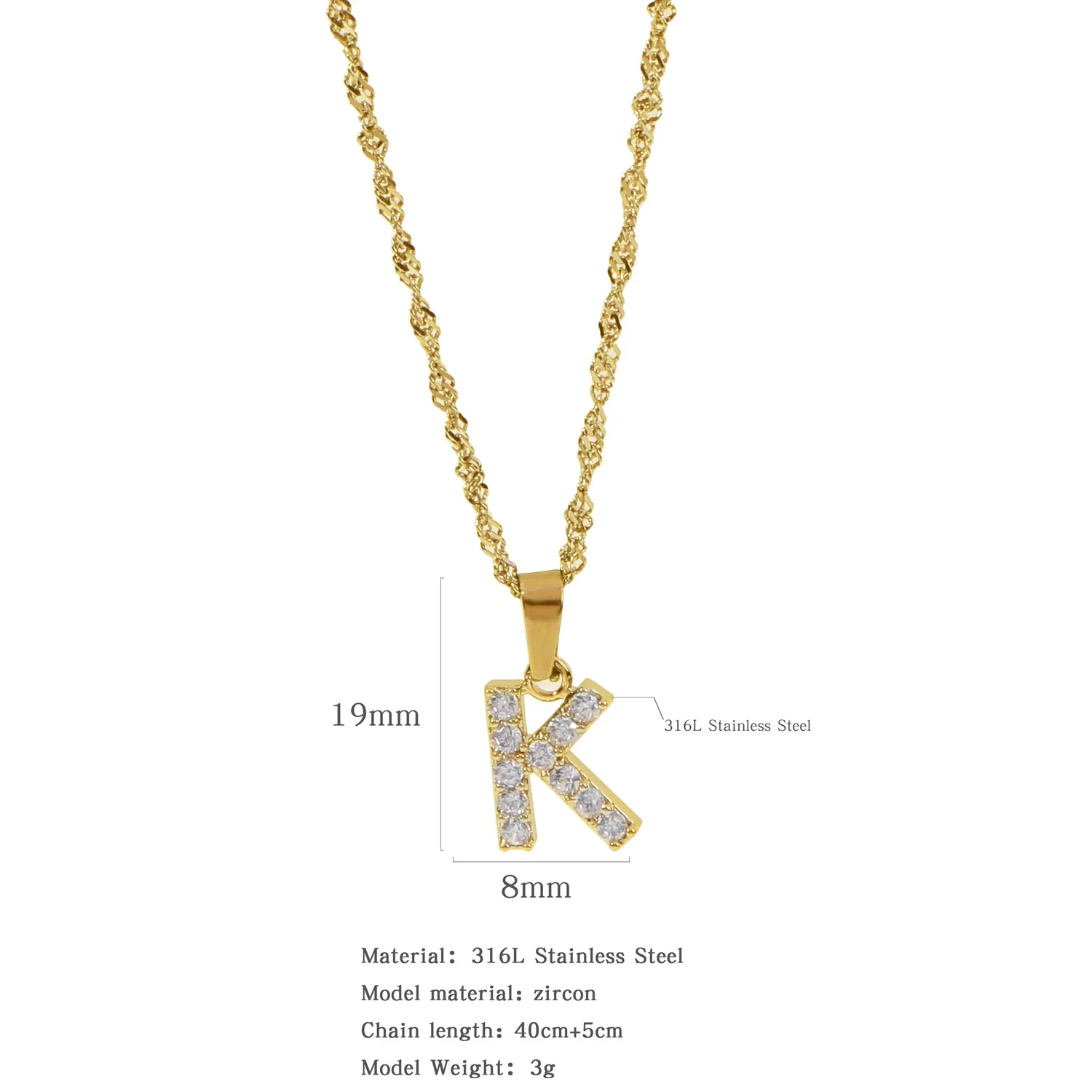 Wholesale Jewelry Retro Style Stainless Steel Water Wave Chain Pendant Necklace With English Letters And Constellation Pattern And Electroplating Design - Image 16
