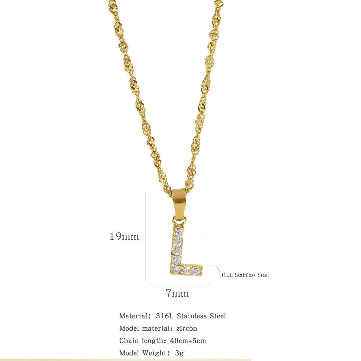 Wholesale Jewelry Retro Style Stainless Steel Water Wave Chain Pendant Necklace With English Letters And Constellation Pattern And Electroplating Design - Image 17