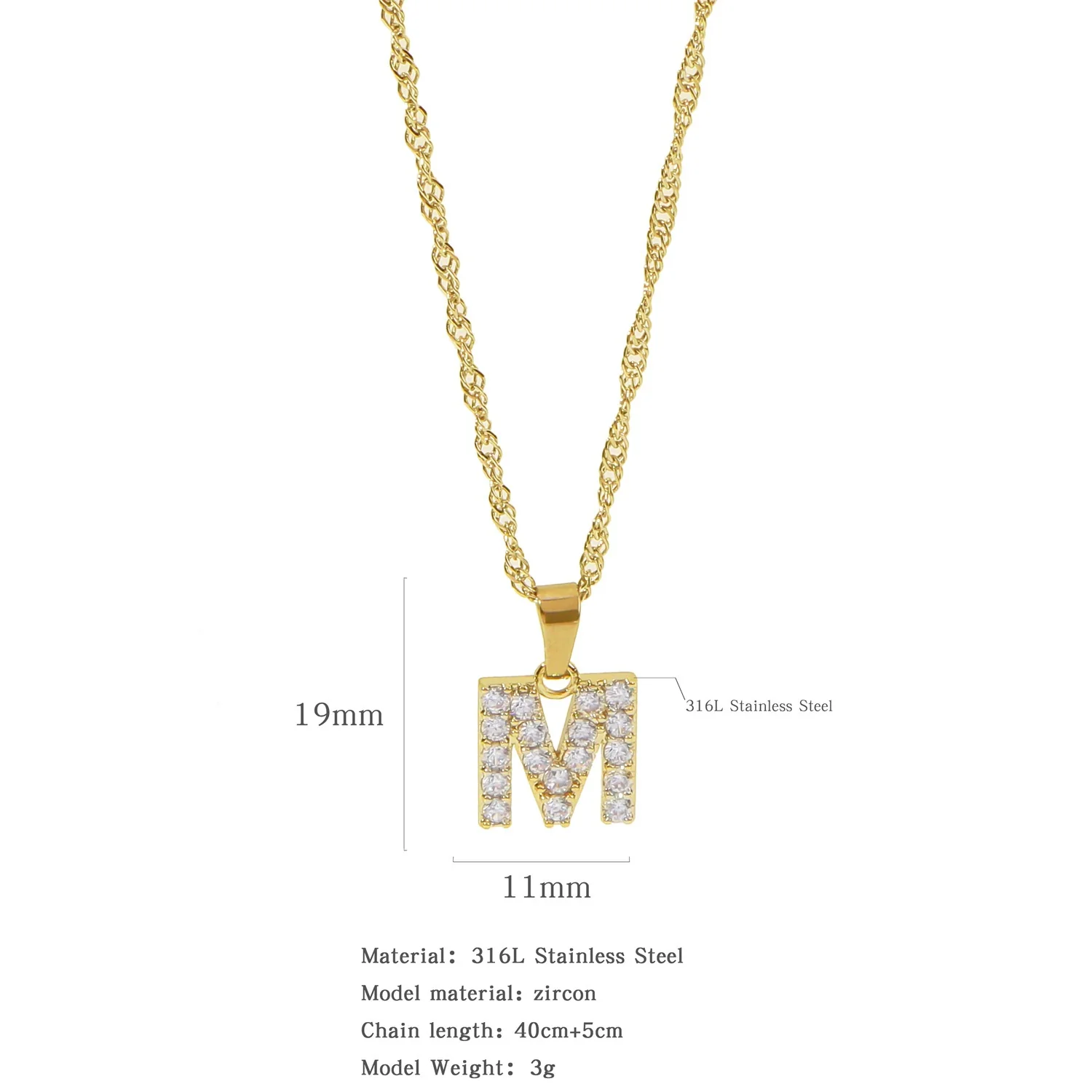 Wholesale Jewelry Retro Style Stainless Steel Water Wave Chain Pendant Necklace With English Letters And Constellation Pattern And Electroplating Design - Image 18