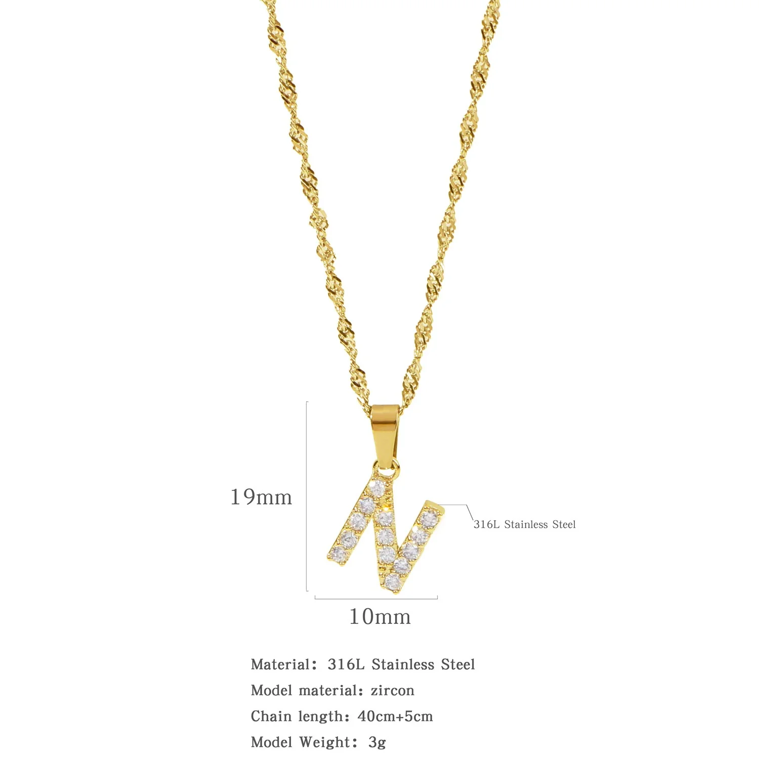 Wholesale Jewelry Retro Style Stainless Steel Water Wave Chain Pendant Necklace With English Letters And Constellation Pattern And Electroplating Design - Image 19